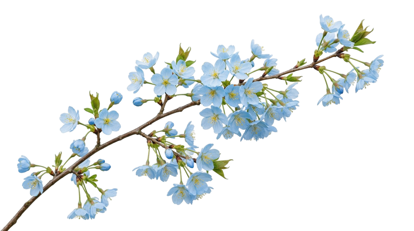 blue cherry blossom png PNG transparent background