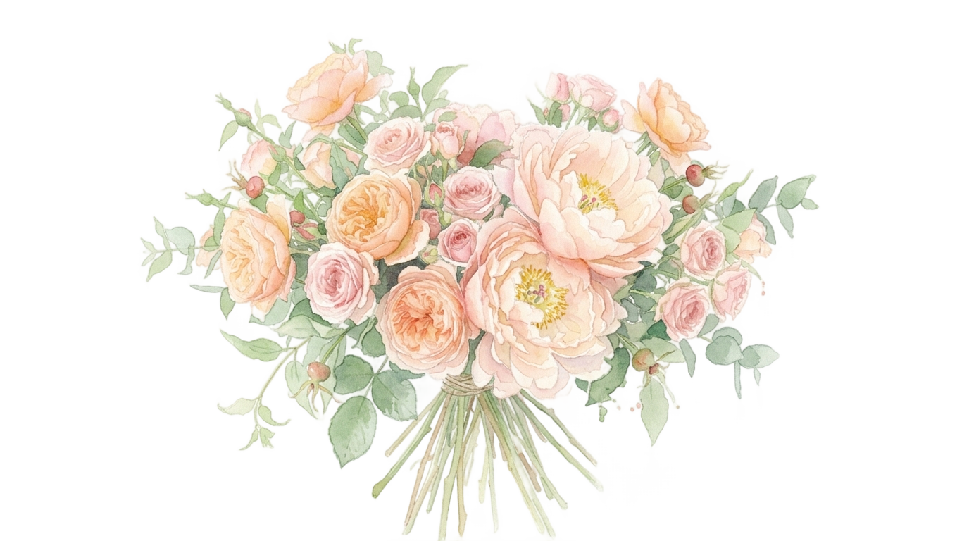 peach watercolor flowers png PNG transparent background