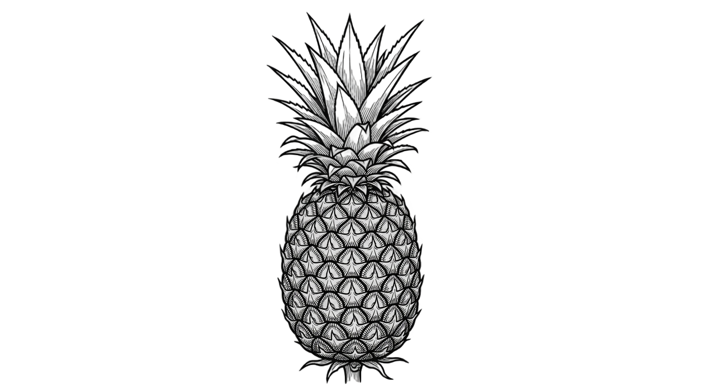 black and white pineapple png PNG transparent background