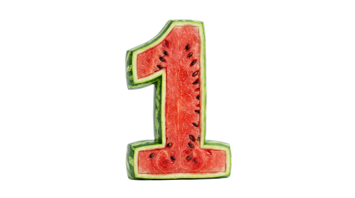 watermelon number 1 png PNG transparent background