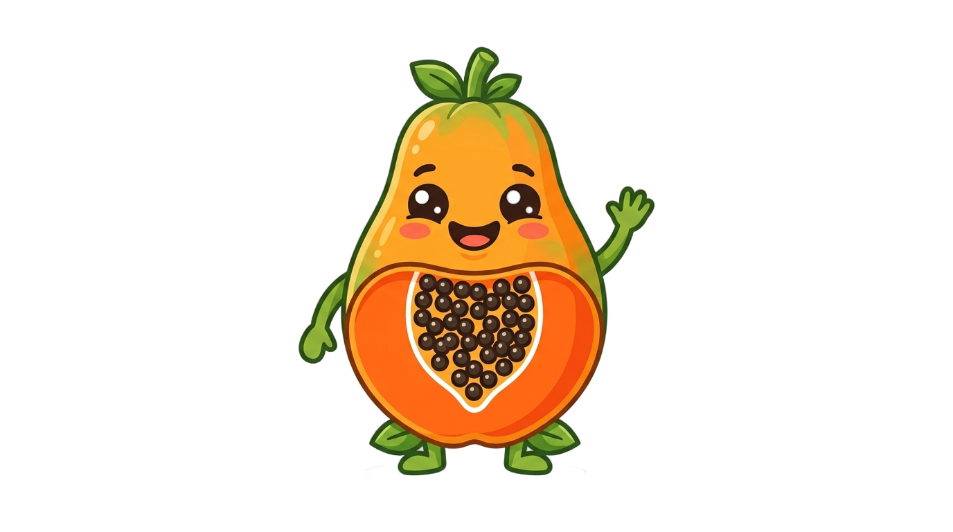 papaya animada png PNG transparent background
