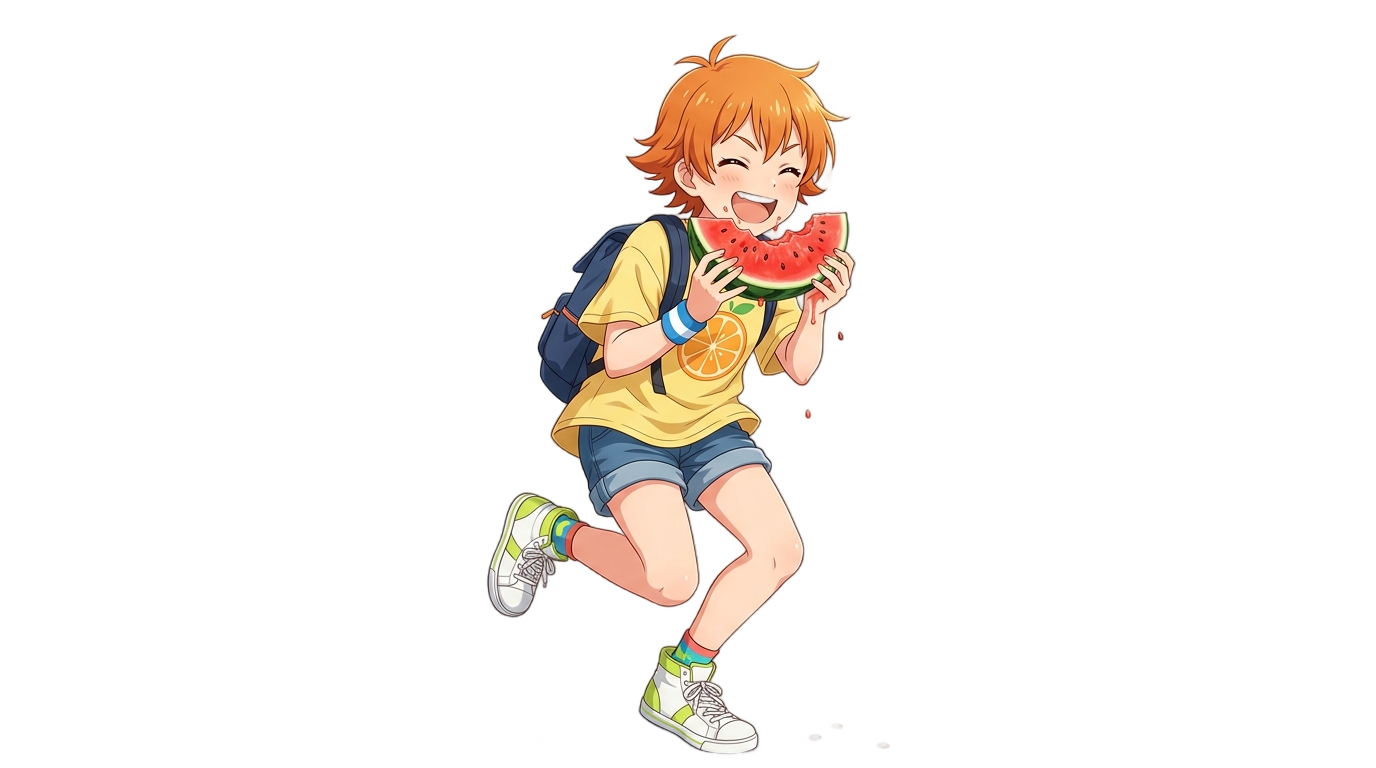 nobara eating watermelon png PNG transparent background