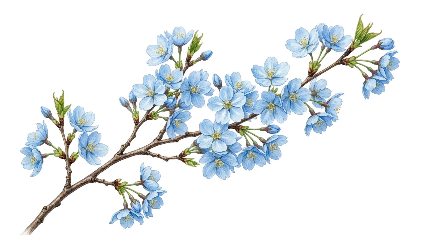 blue cherry blossom png PNG transparent background