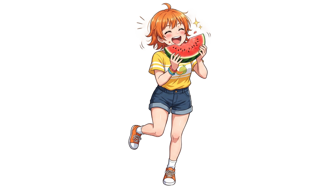 nobara eating watermelon png PNG transparent background
