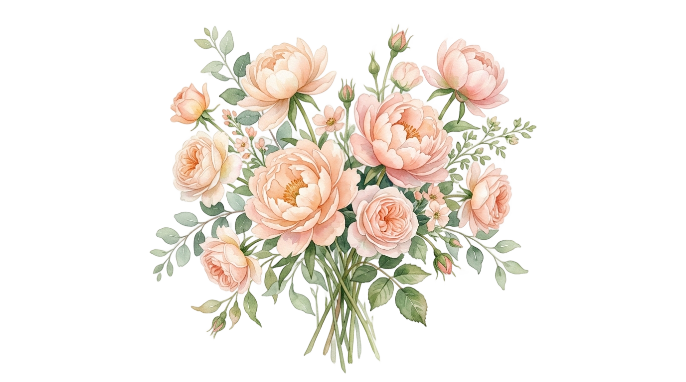 peach watercolor flowers png PNG transparent background