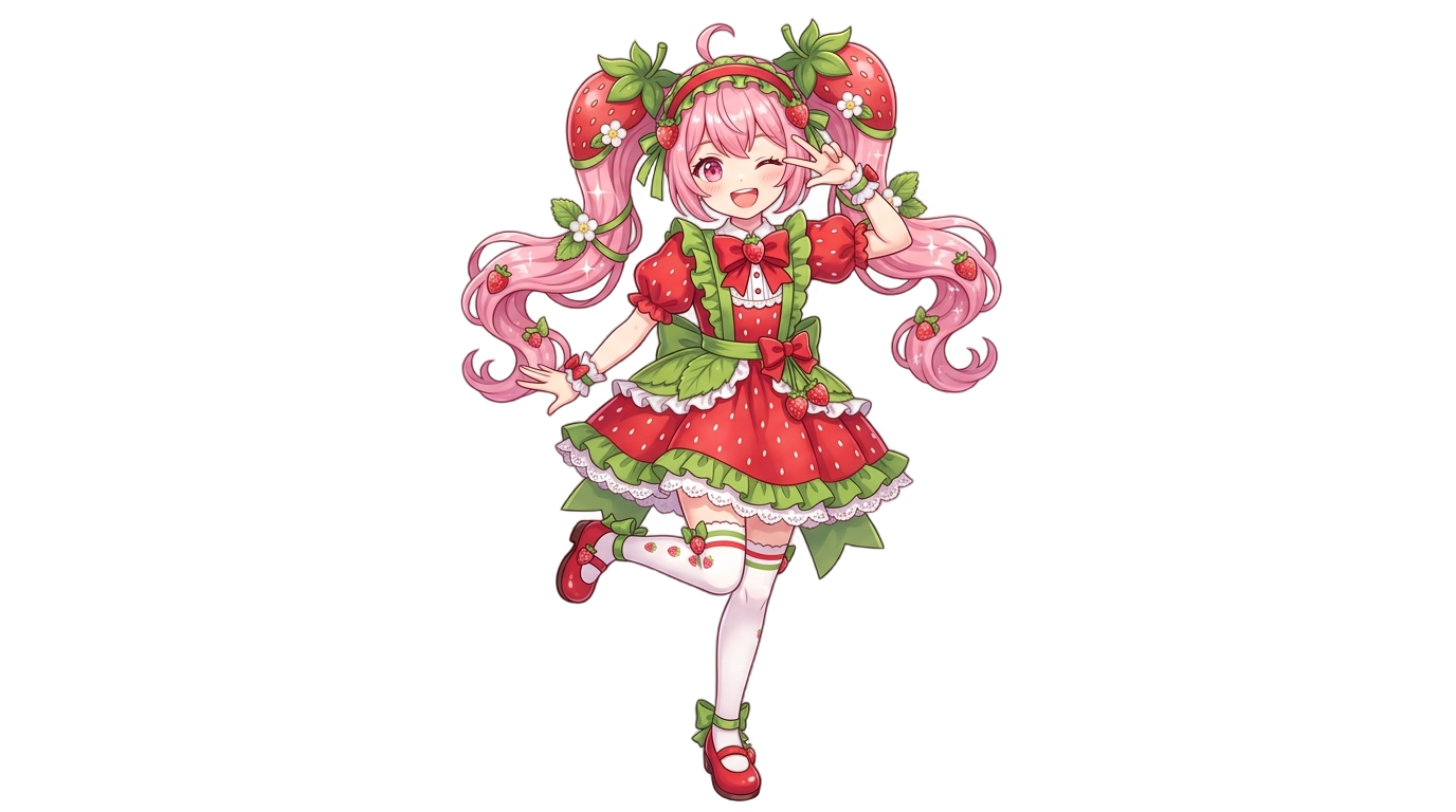 strawberry miku png PNG transparent background