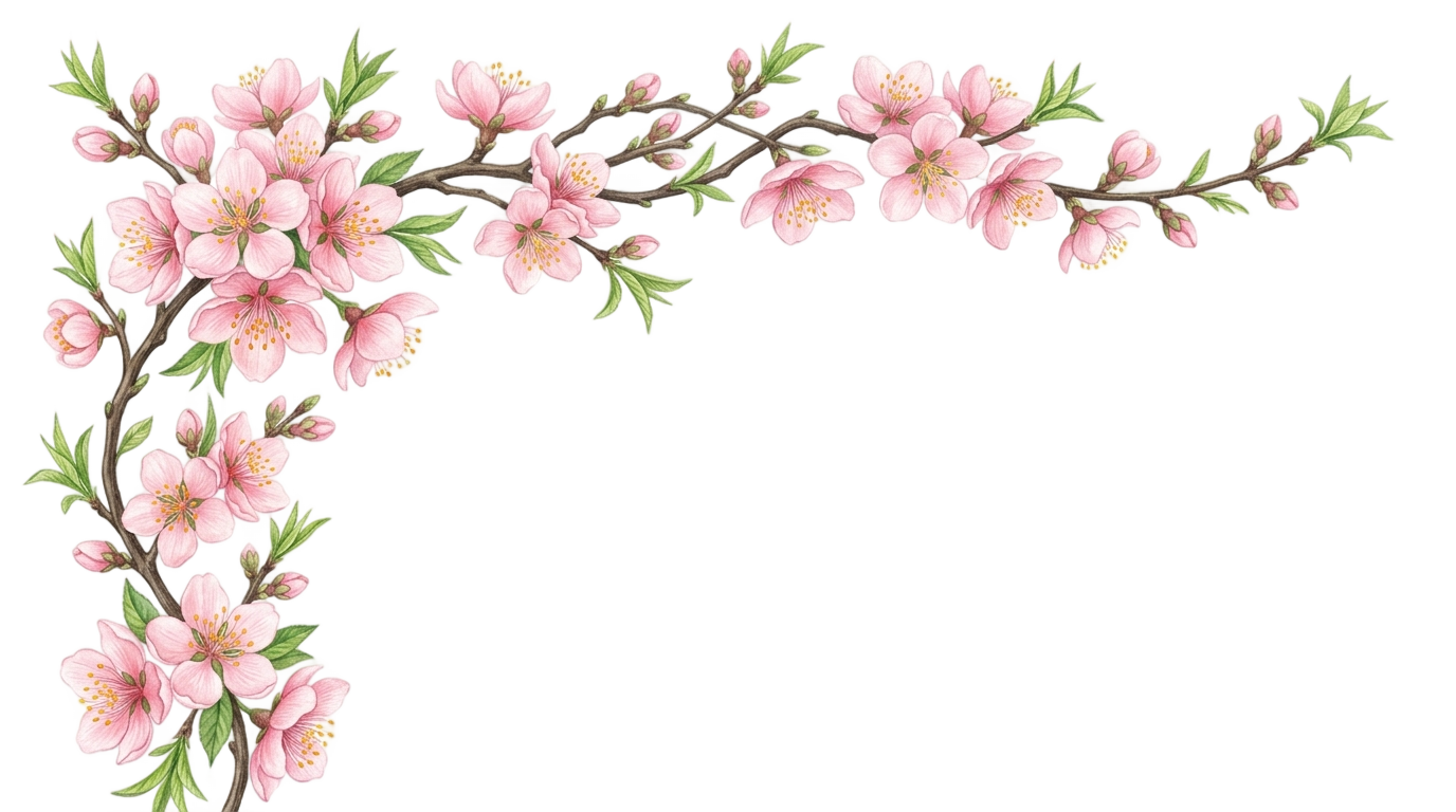 peach flower border png PNG transparent background