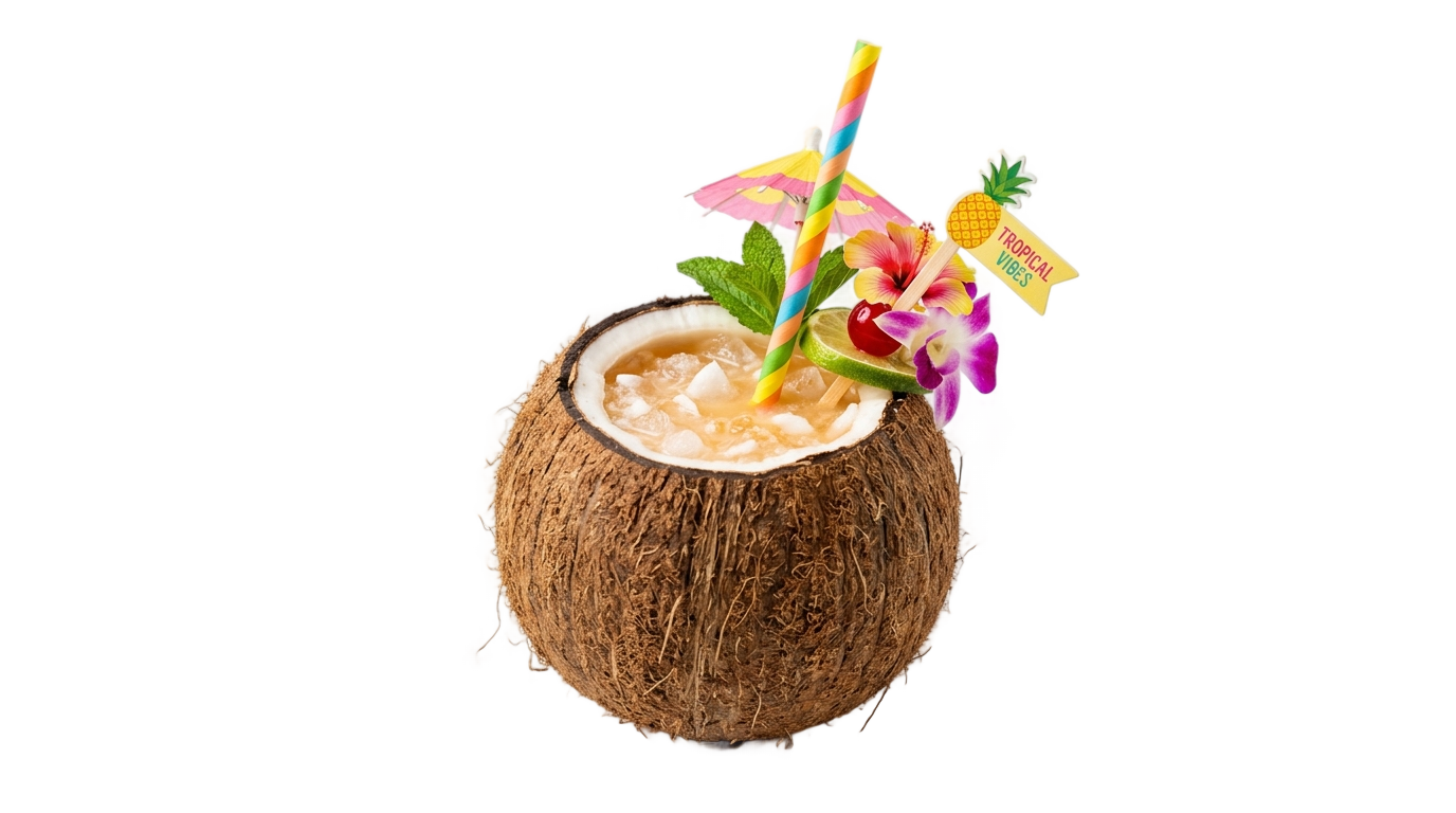coconut with straw png PNG transparent background