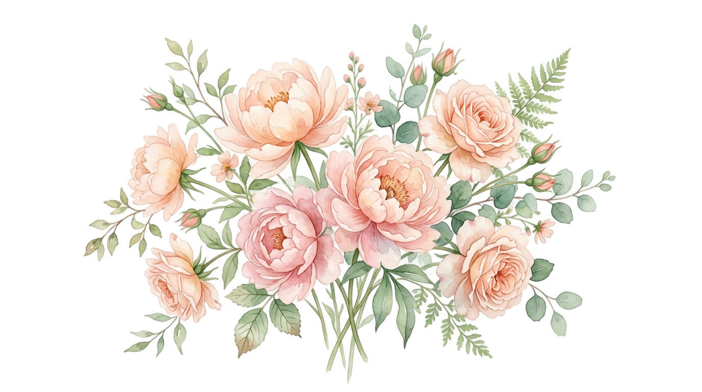peach watercolor flowers png PNG transparent background