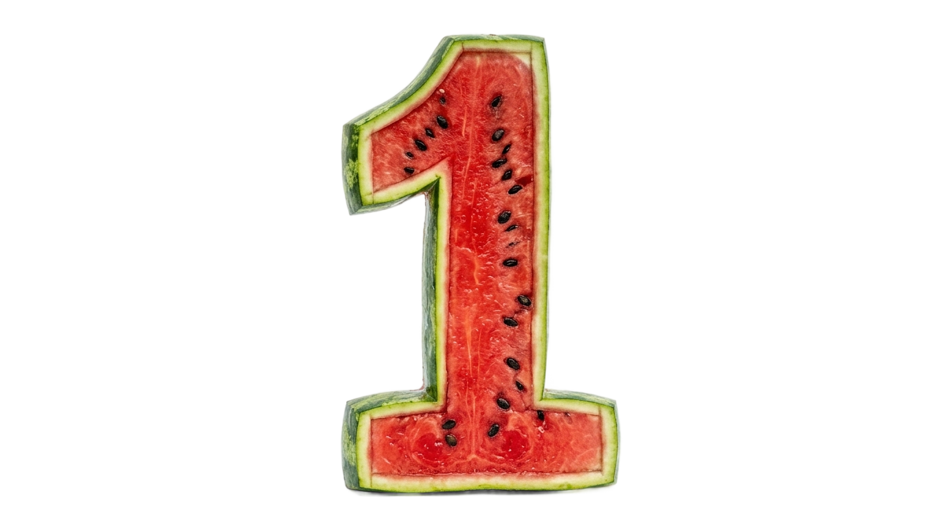 watermelon number 1 png PNG transparent background