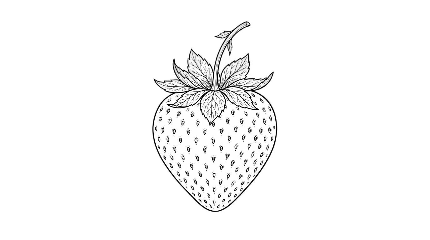strawberry line art png PNG transparent background