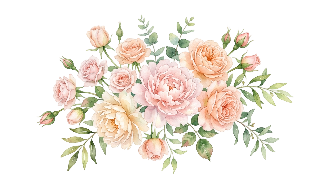 peach watercolor flowers png PNG transparent background