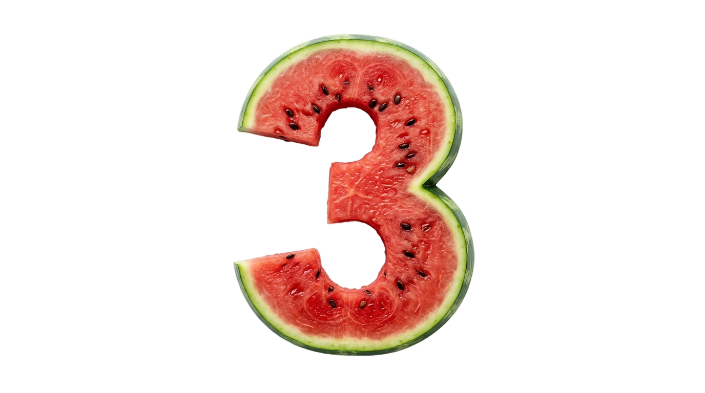 watermelon number 3 png PNG transparent background