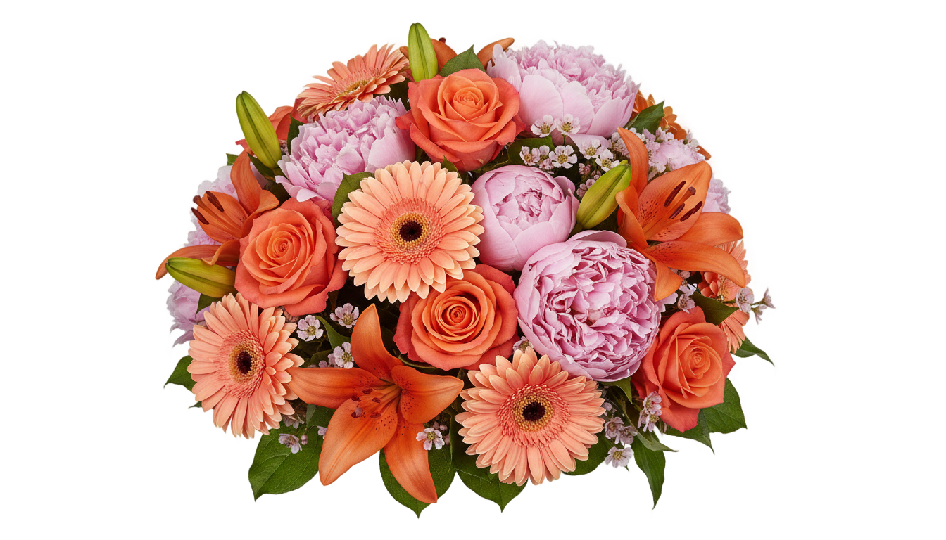 pink and orange flowers png PNG transparent background
