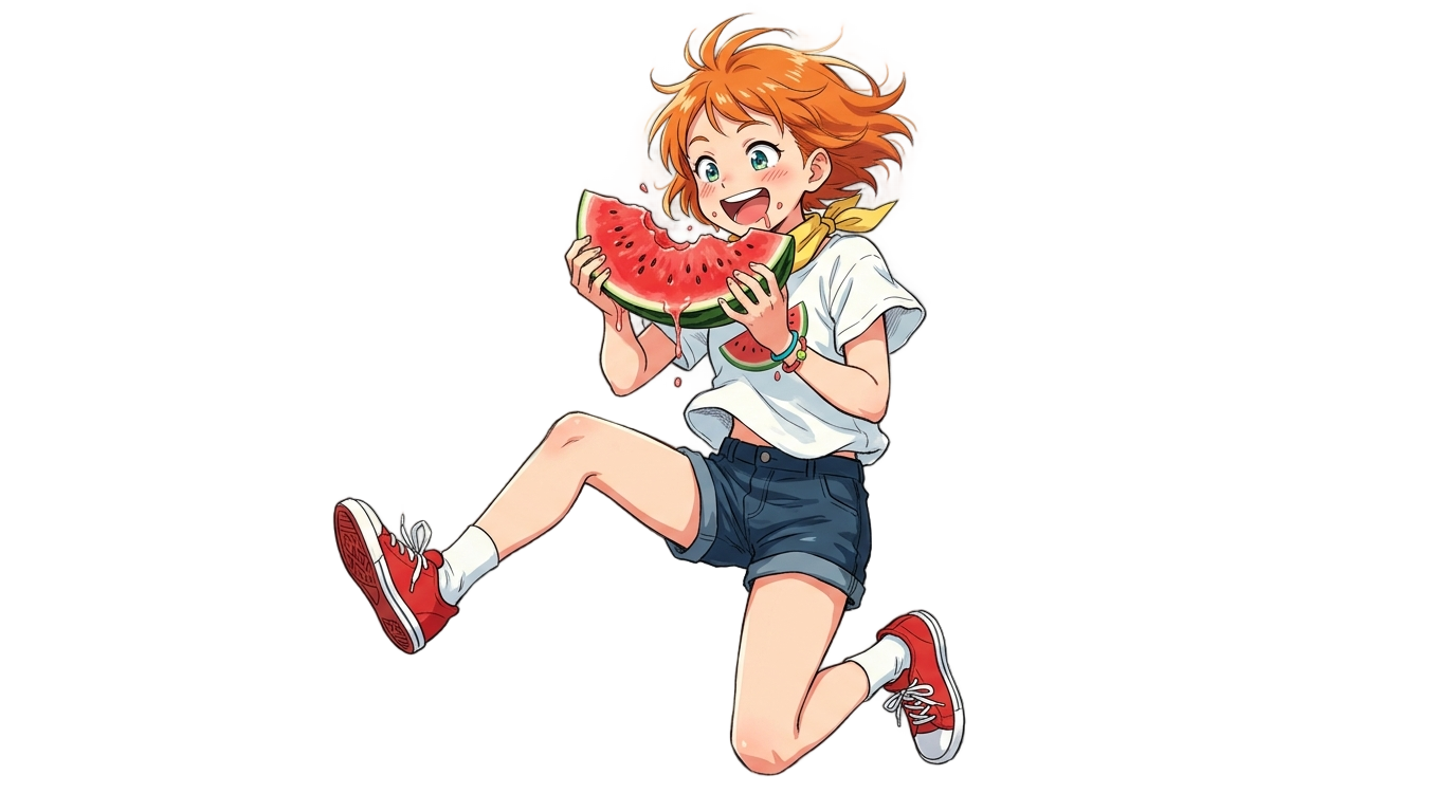 nobara eating watermelon png PNG transparent background