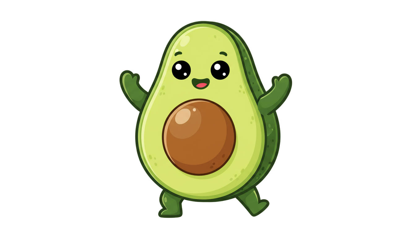 avocado cartoon png PNG transparent background