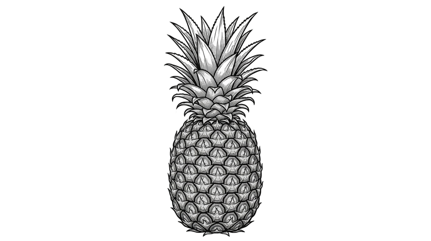 black and white pineapple png PNG transparent background