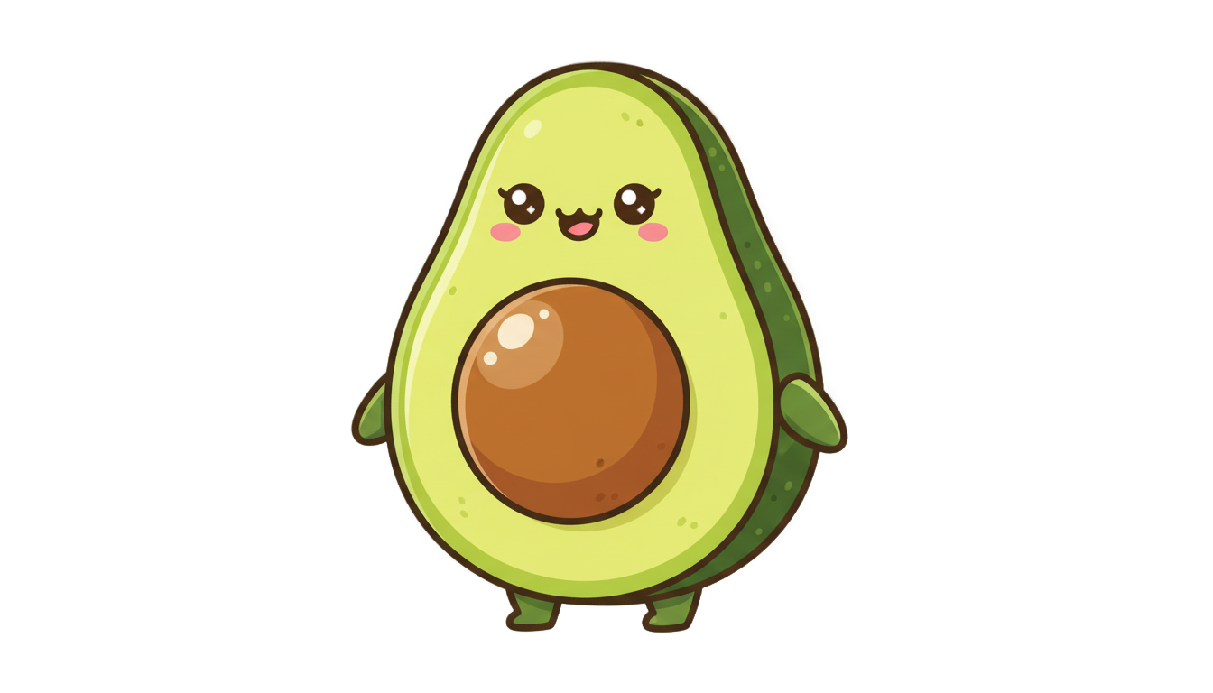avocado kawaii png PNG transparent background