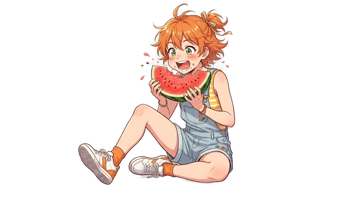 nobara eating watermelon png PNG transparent background