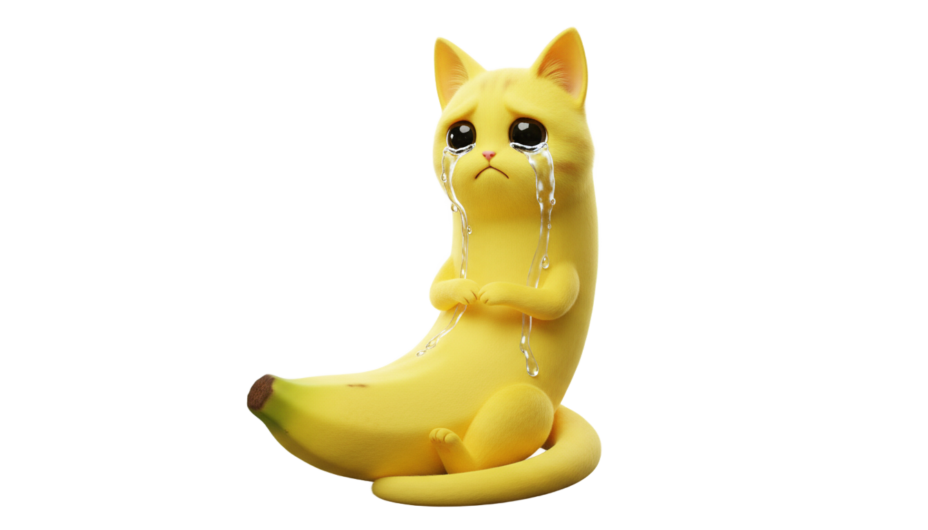 crying banana cat png PNG transparent background