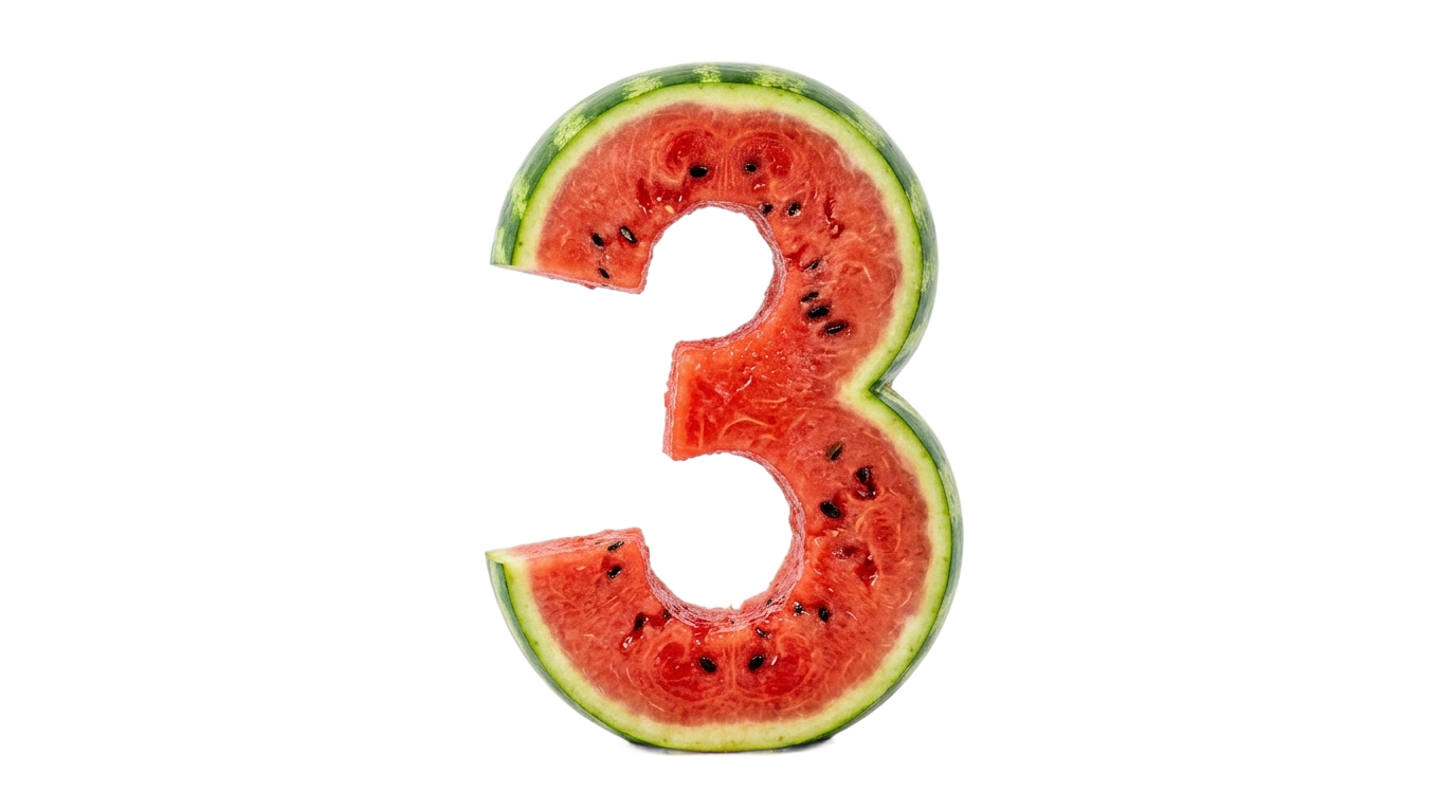 watermelon number 3 png PNG transparent background