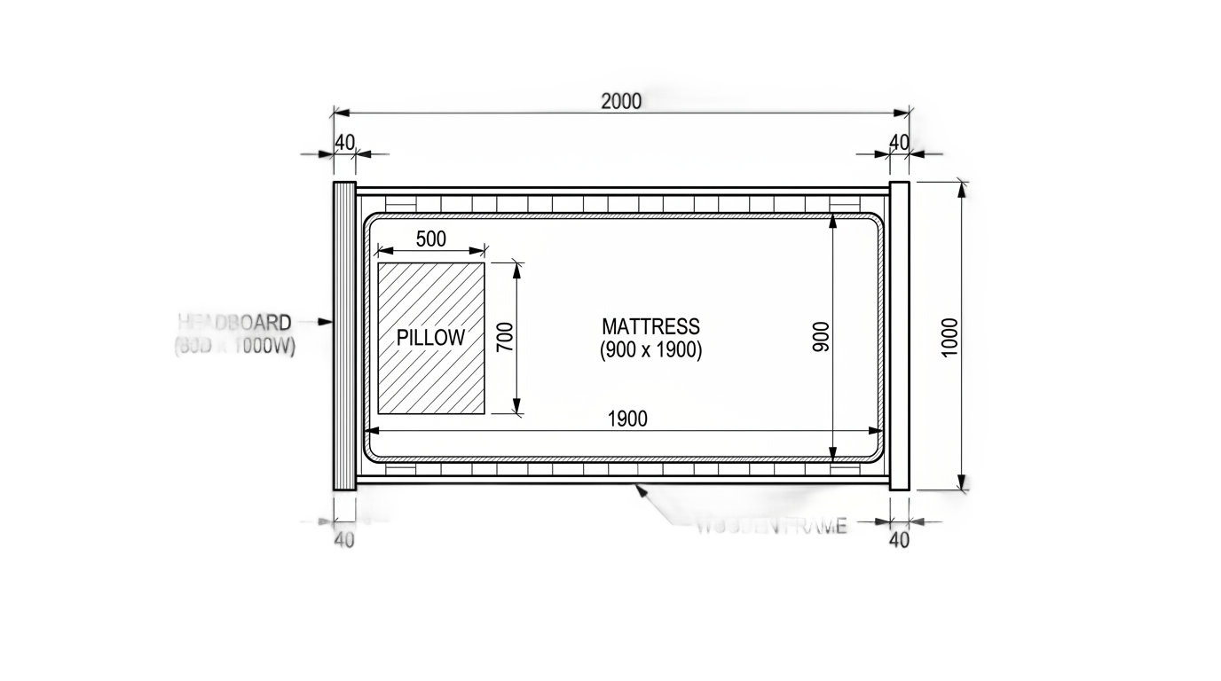 single bed plan png PNG transparent background