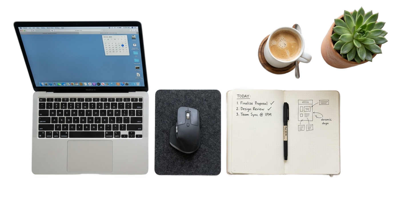 office desk top view png PNG transparent background