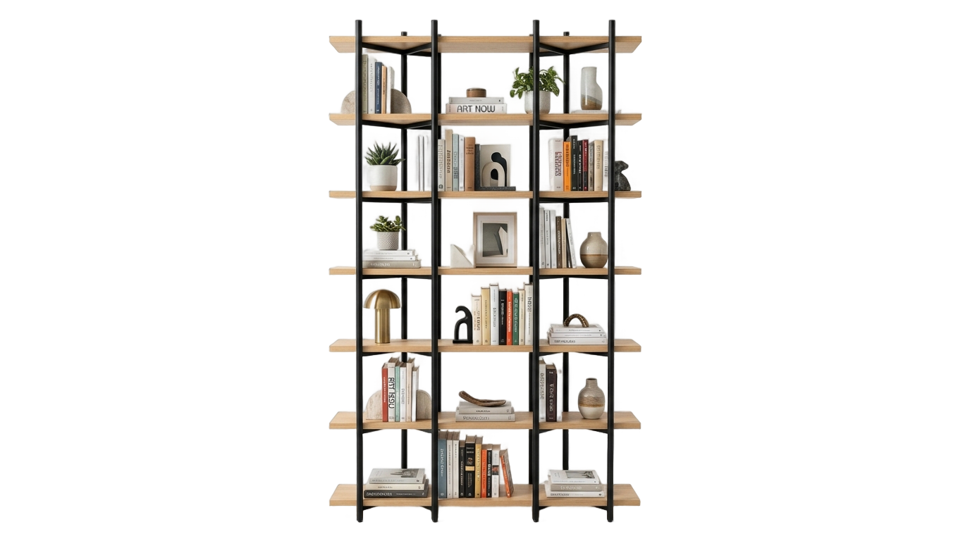 modern bookshelf png PNG transparent background