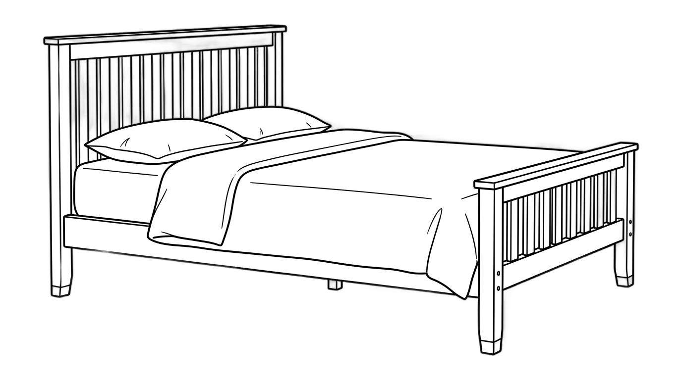 bed png black and white PNG transparent background