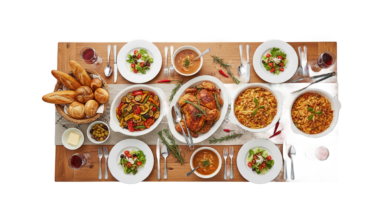 table with food png PNG transparent background