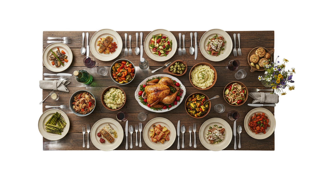 table with food png PNG transparent background