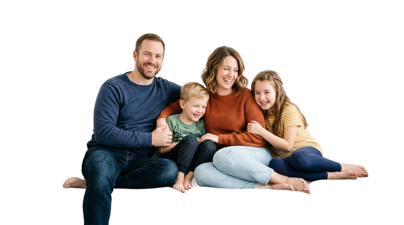 family sitting on sofa png PNG transparent background