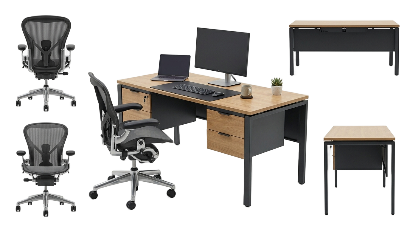 office table and chair png PNG transparent background