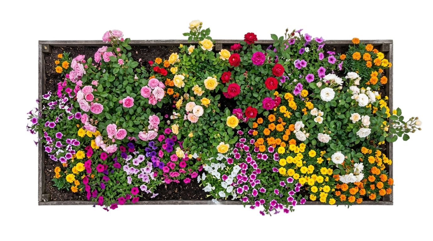 flower bed png top view PNG transparent background