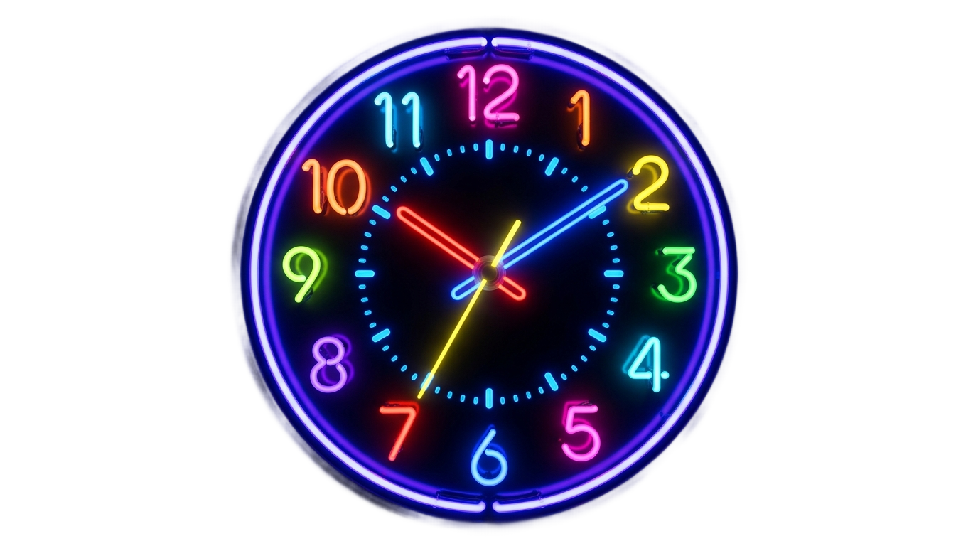 neon clock png PNG transparent background
