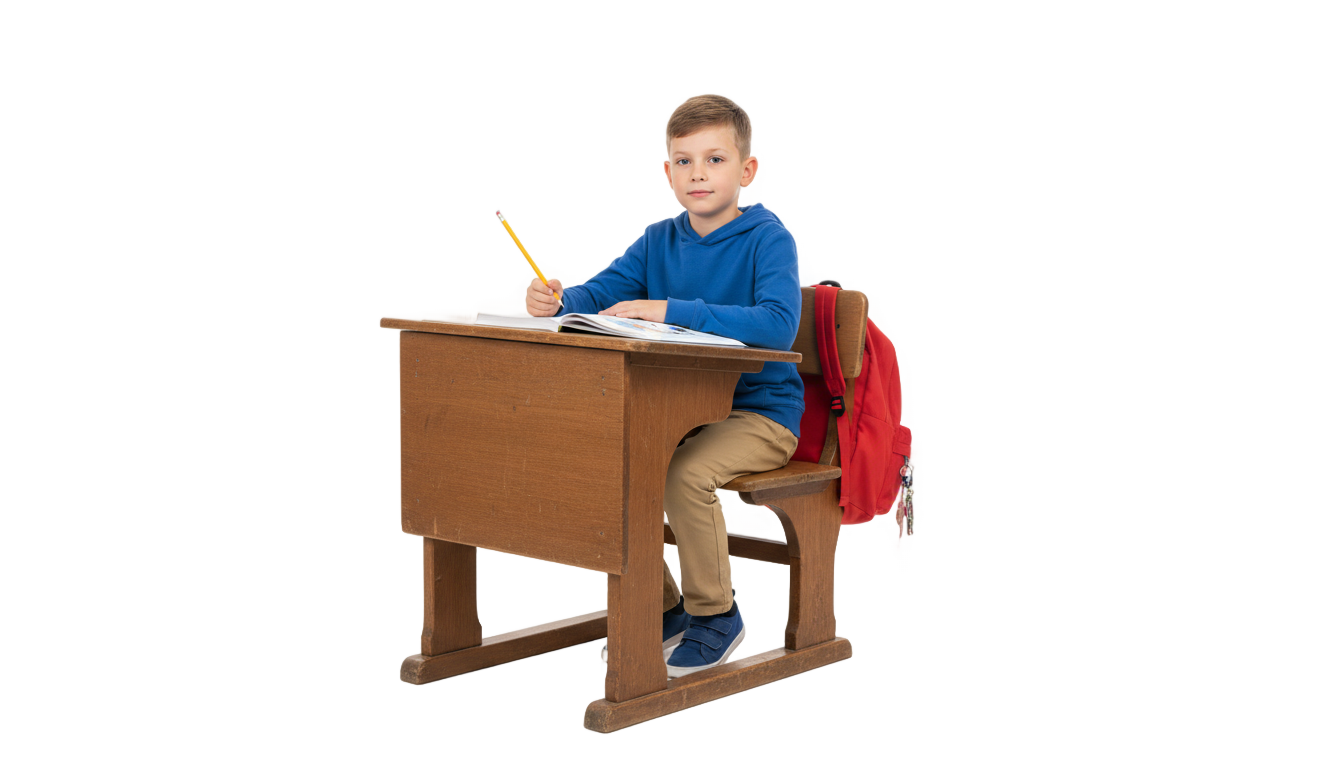 student sitting at desk png PNG transparent background