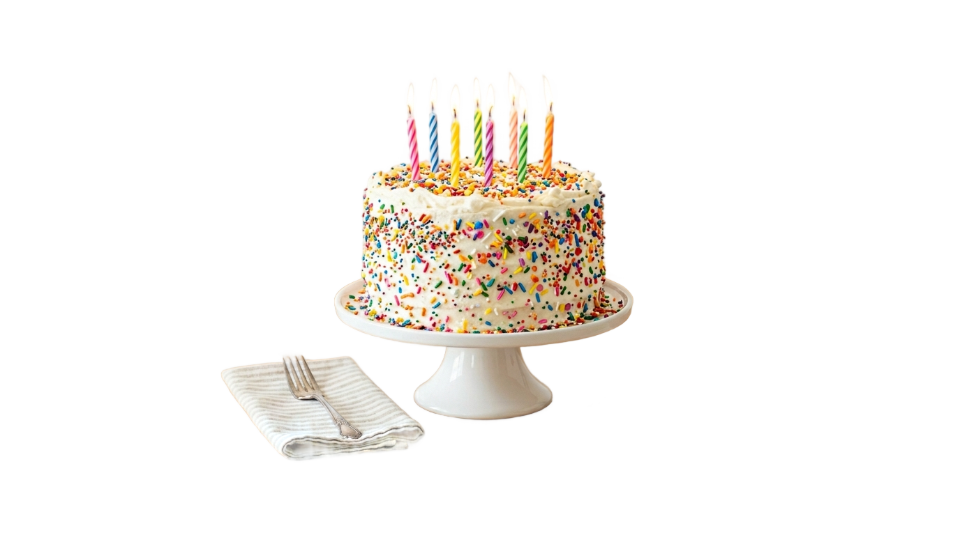 birthday cake on table png PNG transparent background