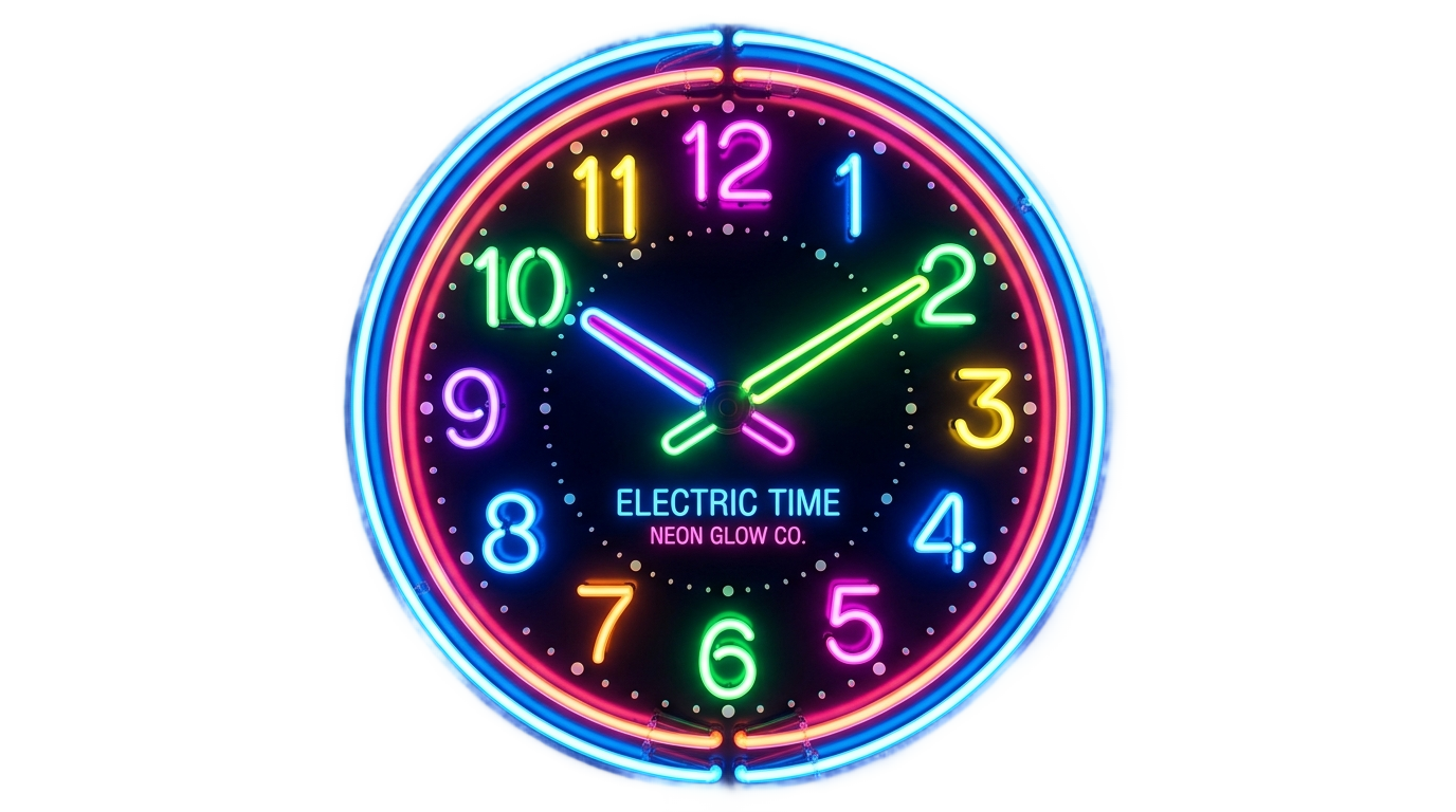 neon clock png PNG transparent background