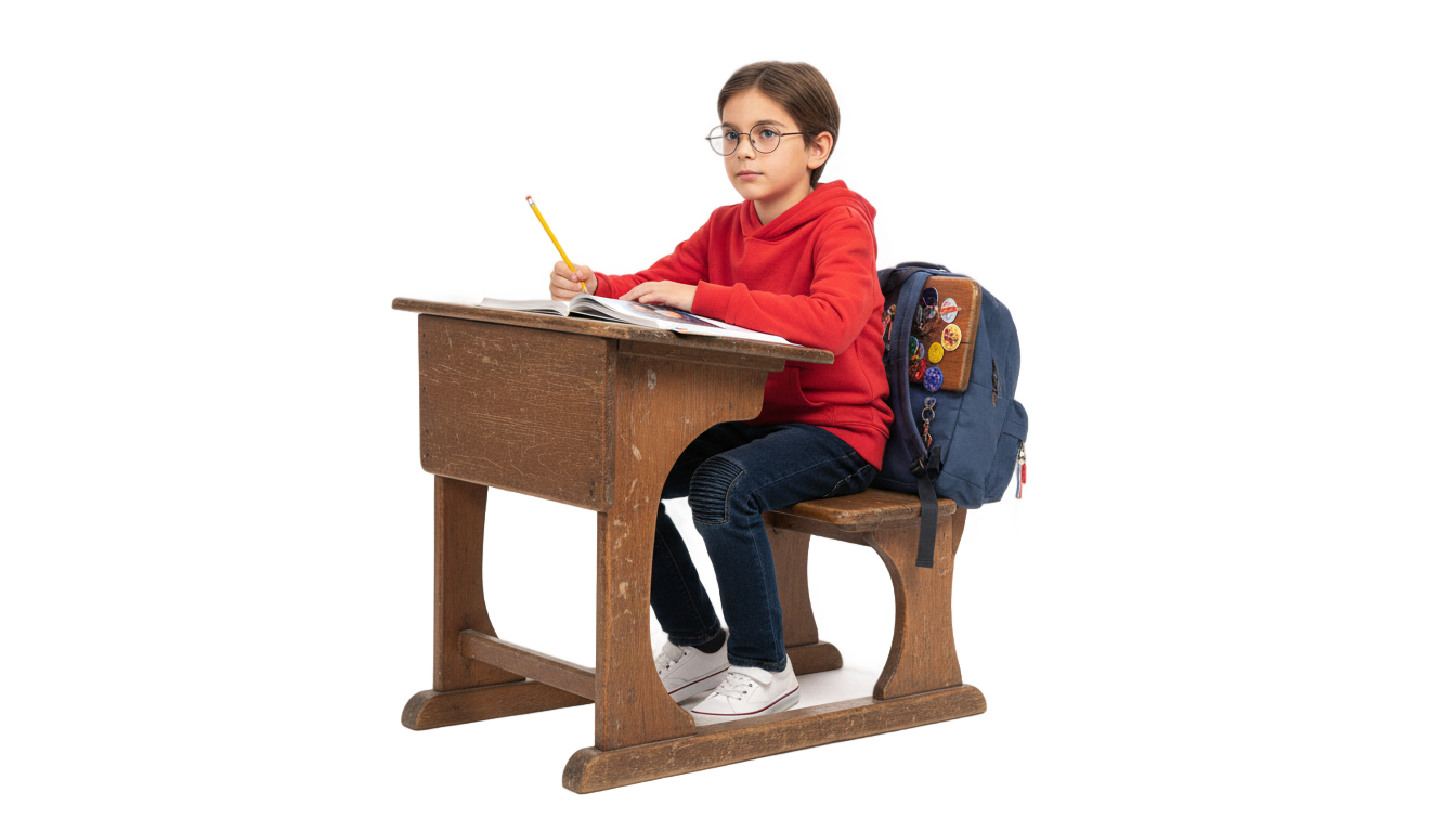 student sitting at desk png PNG transparent background