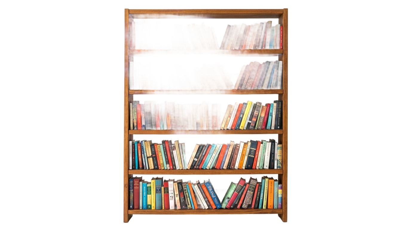 library bookshelf png PNG transparent background