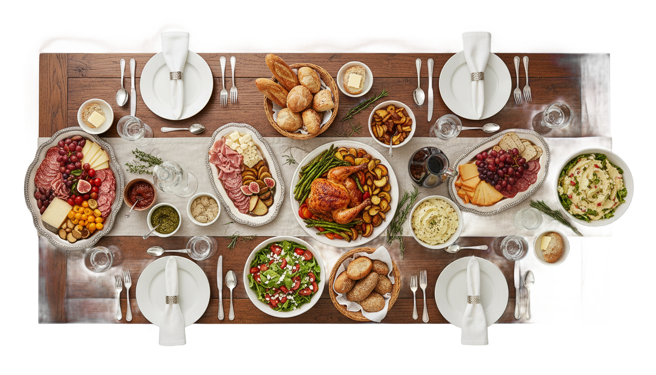 table with food png PNG transparent background