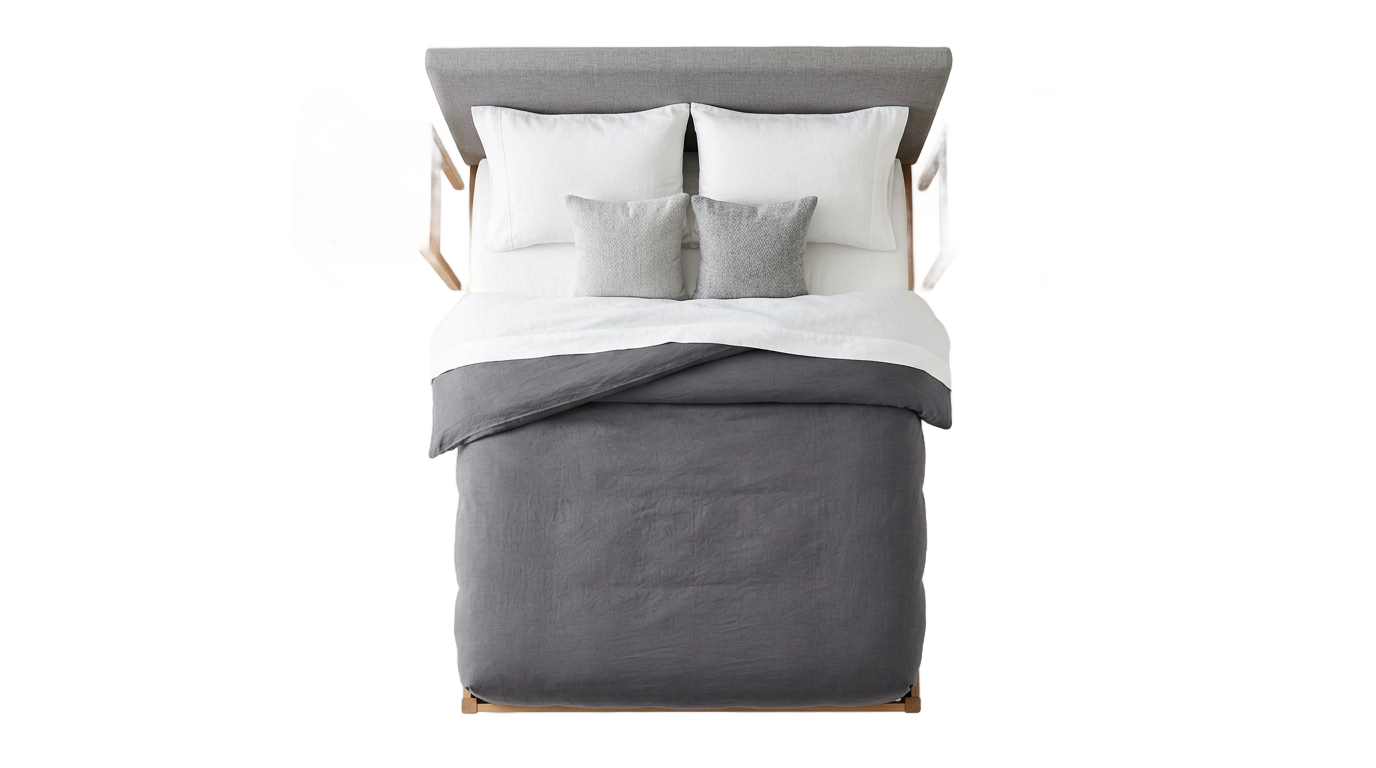 bed with side table top view png PNG transparent background