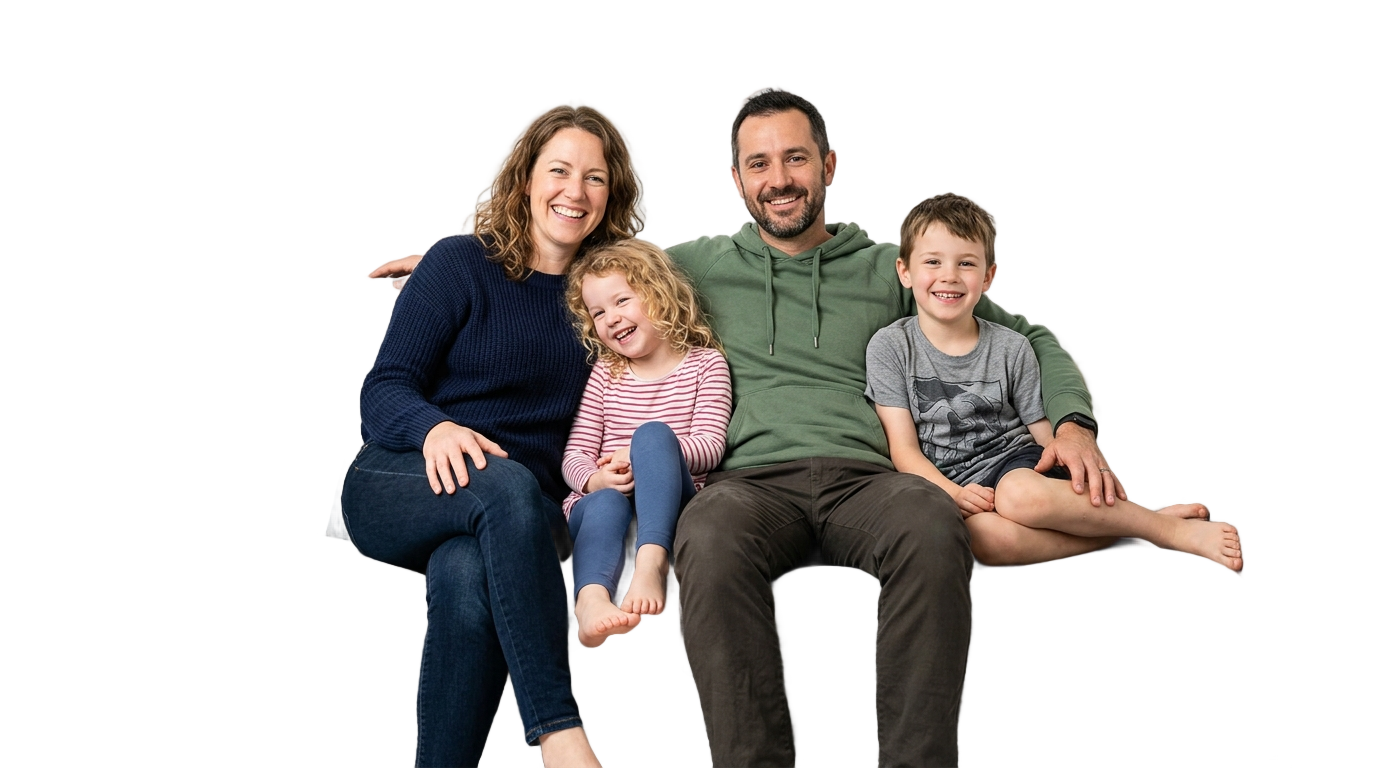 family sitting on sofa png PNG transparent background