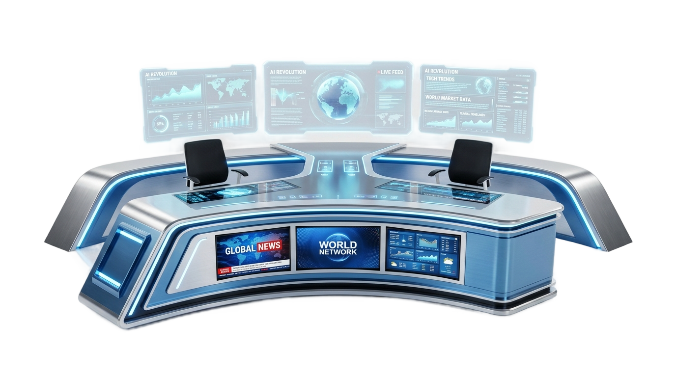 virtual news desk png PNG transparent background
