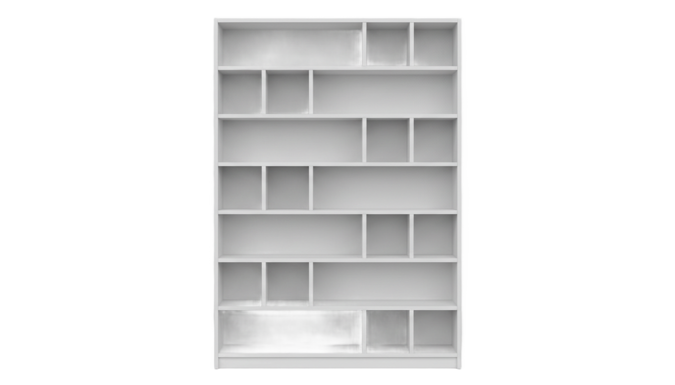 white bookshelf png PNG transparent background