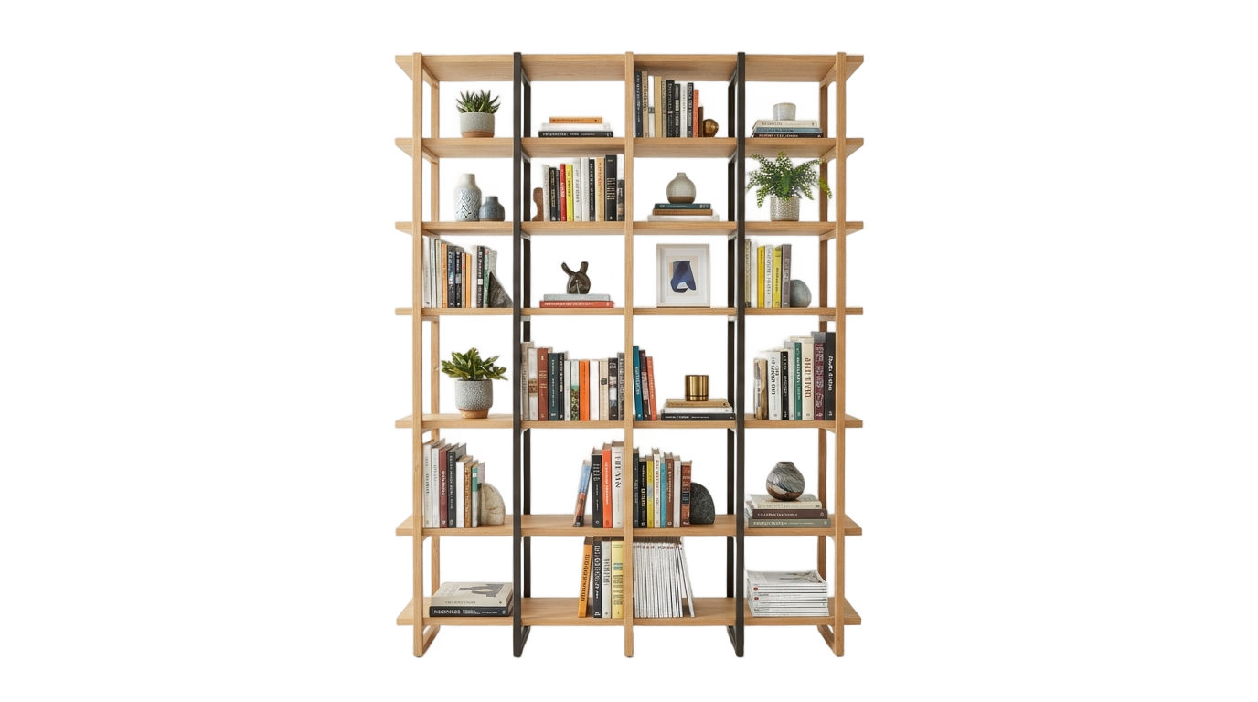 modern bookshelf png PNG transparent background
