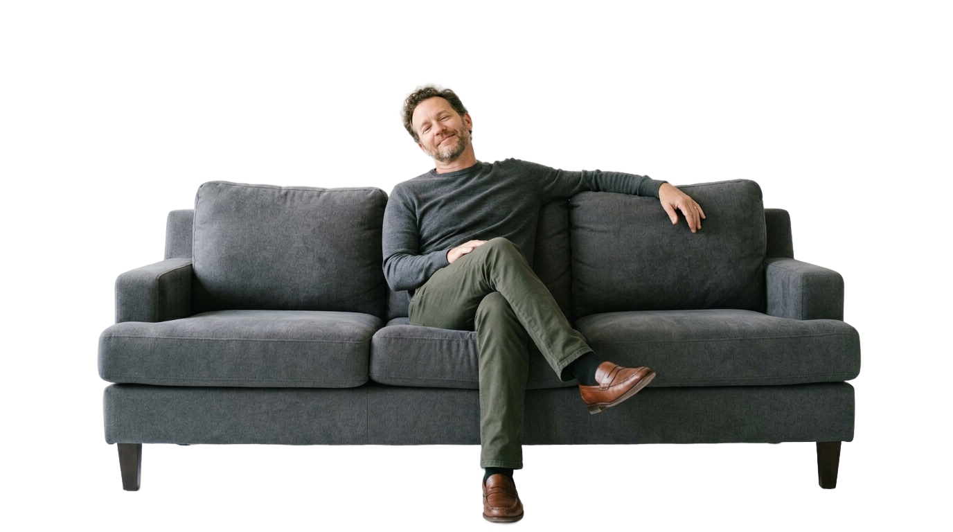 man sitting on sofa png PNG transparent background