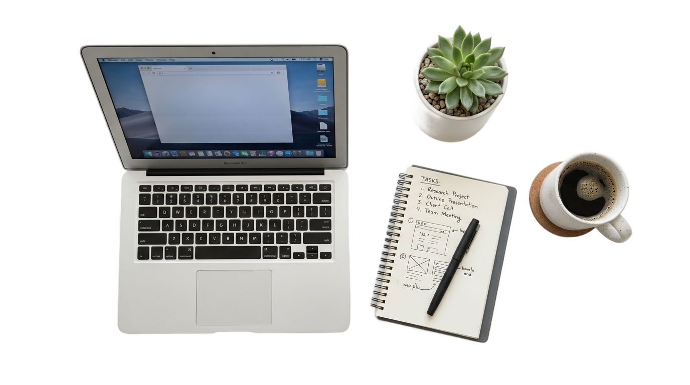 office desk top view png PNG transparent background