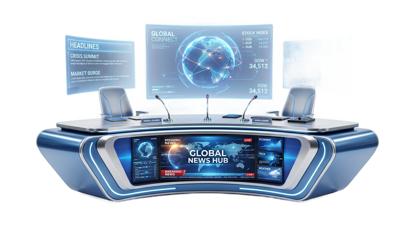virtual news desk png PNG transparent background