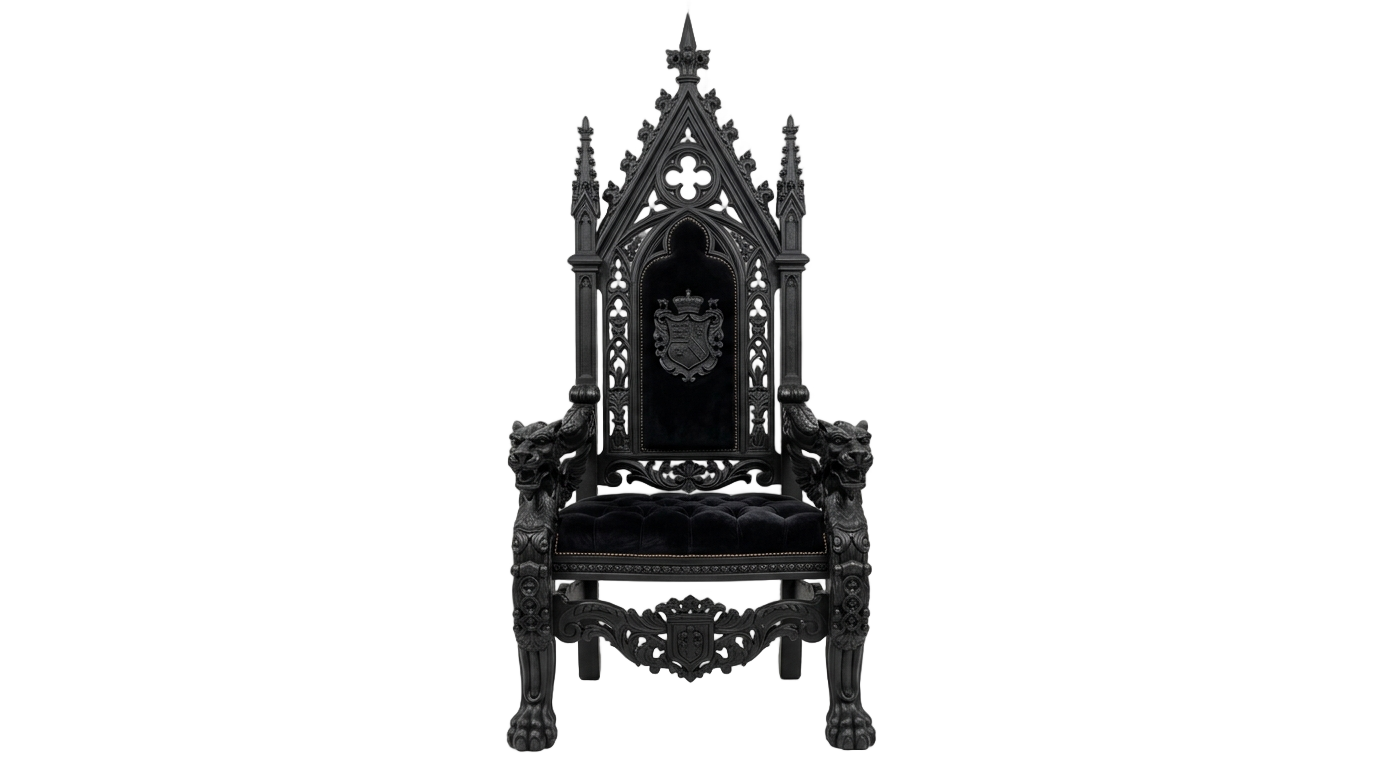 black throne chair png PNG transparent background